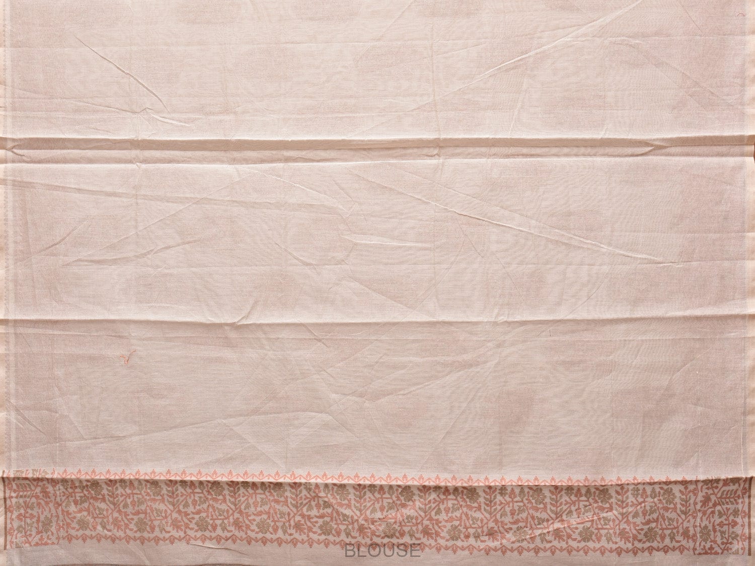 Cream and Peach Cut Work Sico Cotton Saree with Body Buta and Border Design o0419