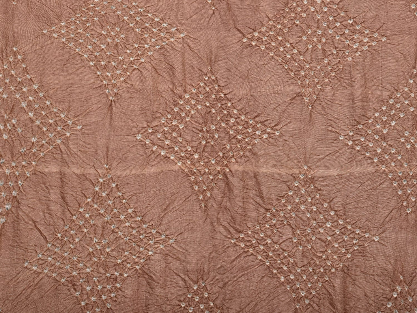 Cream and Pink Bandhani Kanchipuram Silk Handloom Dupatta with Border Design ds3015