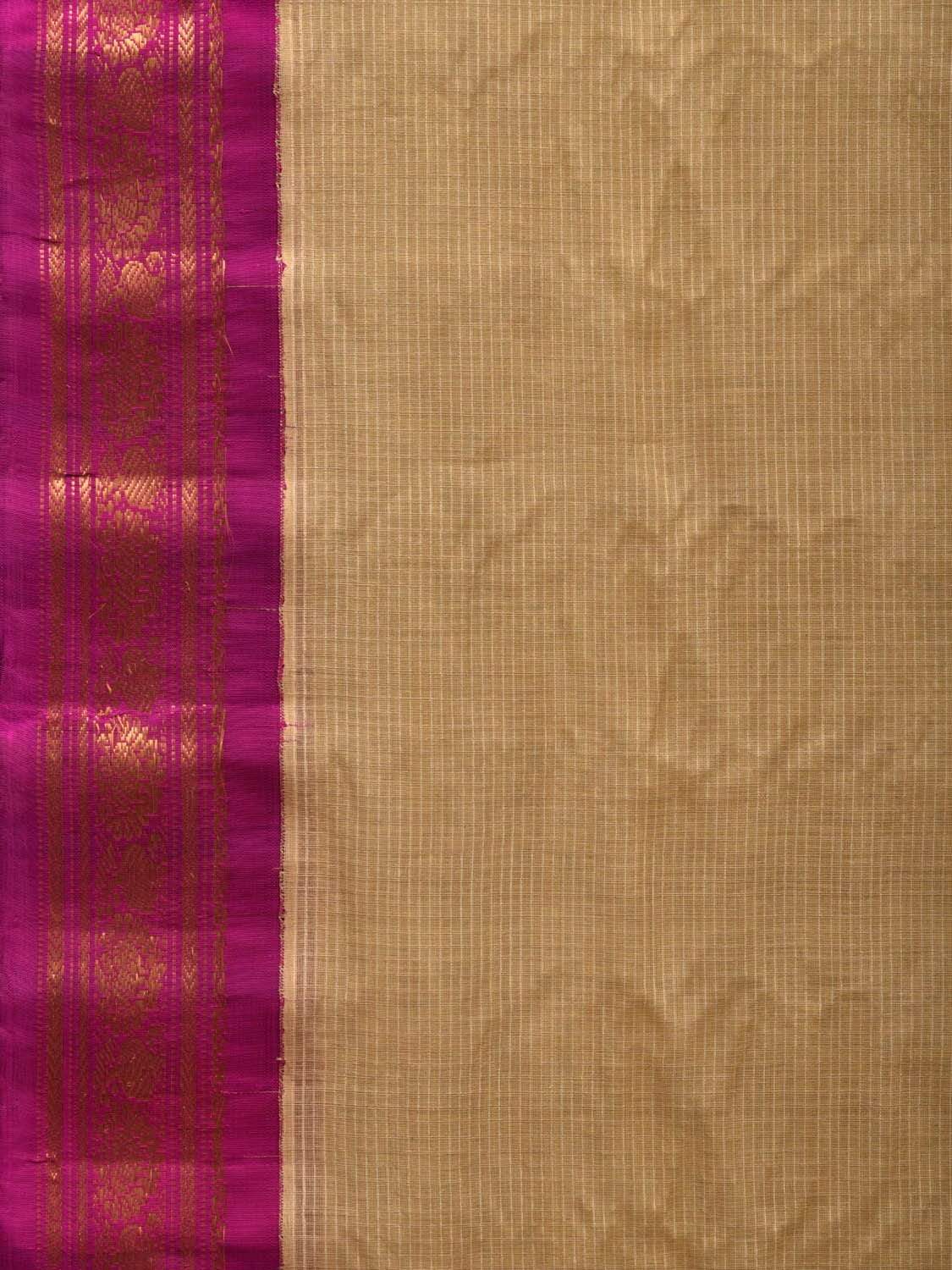 Cream and Pink Gadwal Cotton Handloom Saree with Border Design No Blouse g0273