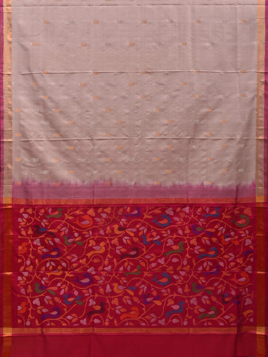 Cream and Pink Uppada Silk Handloom Saree with Contrast and Pallu Design u1880