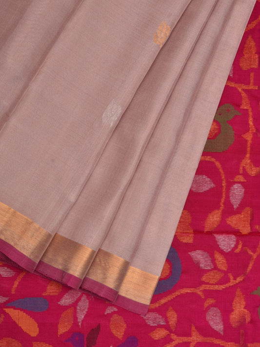 Cream and Pink Uppada Silk Handloom Saree with Contrast and Pallu Design u1880