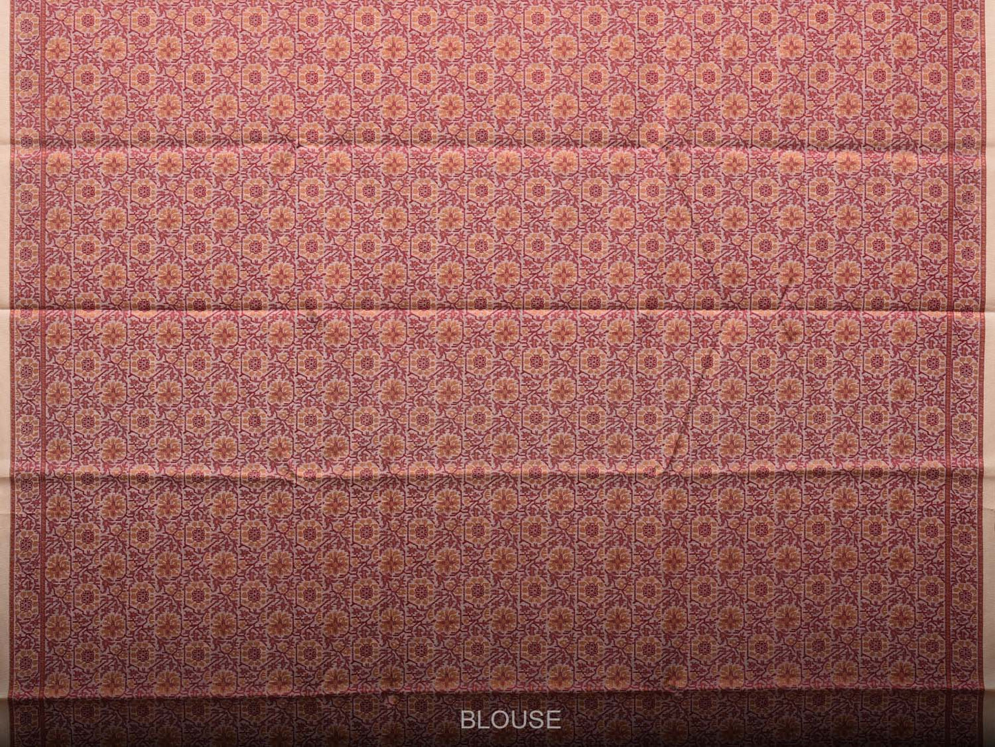 Cream and Red Cut Work Sico Cotton Saree with All Over and Border Design o0416