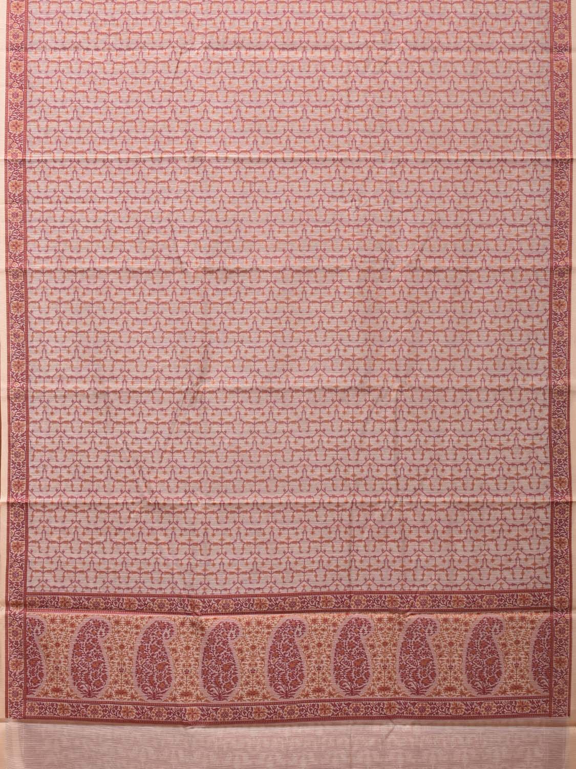 Cream and Red Cut Work Sico Cotton Saree with All Over and Border Design o0416