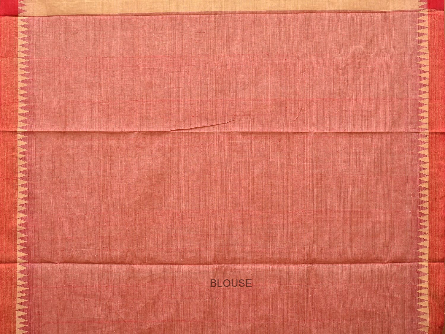 Cream and Red Khadi Cotton Handloom Saree Plain Saree with Strips Pallu Design kh0603