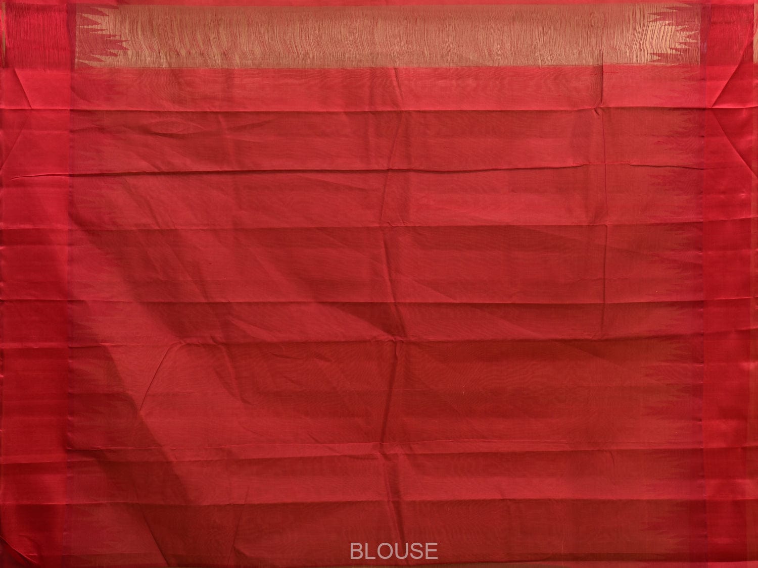 Cream and Red Khadi Cotton Handloom Saree with Big Temple Border Design kh0682