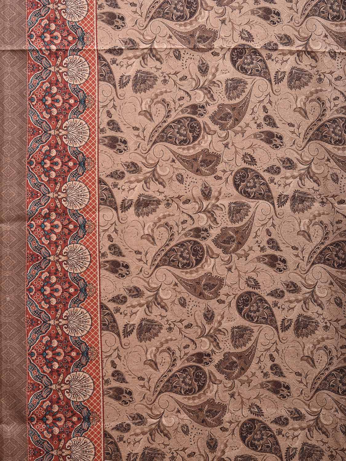 Cream and Red Pashmina Print Viscose Twill Saree with Pasley Design o0560