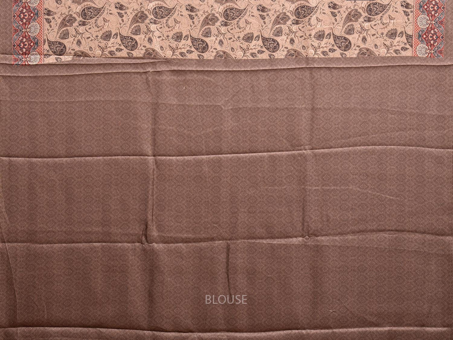 Cream and Red Pashmina Print Viscose Twill Saree with Pasley Design o0560