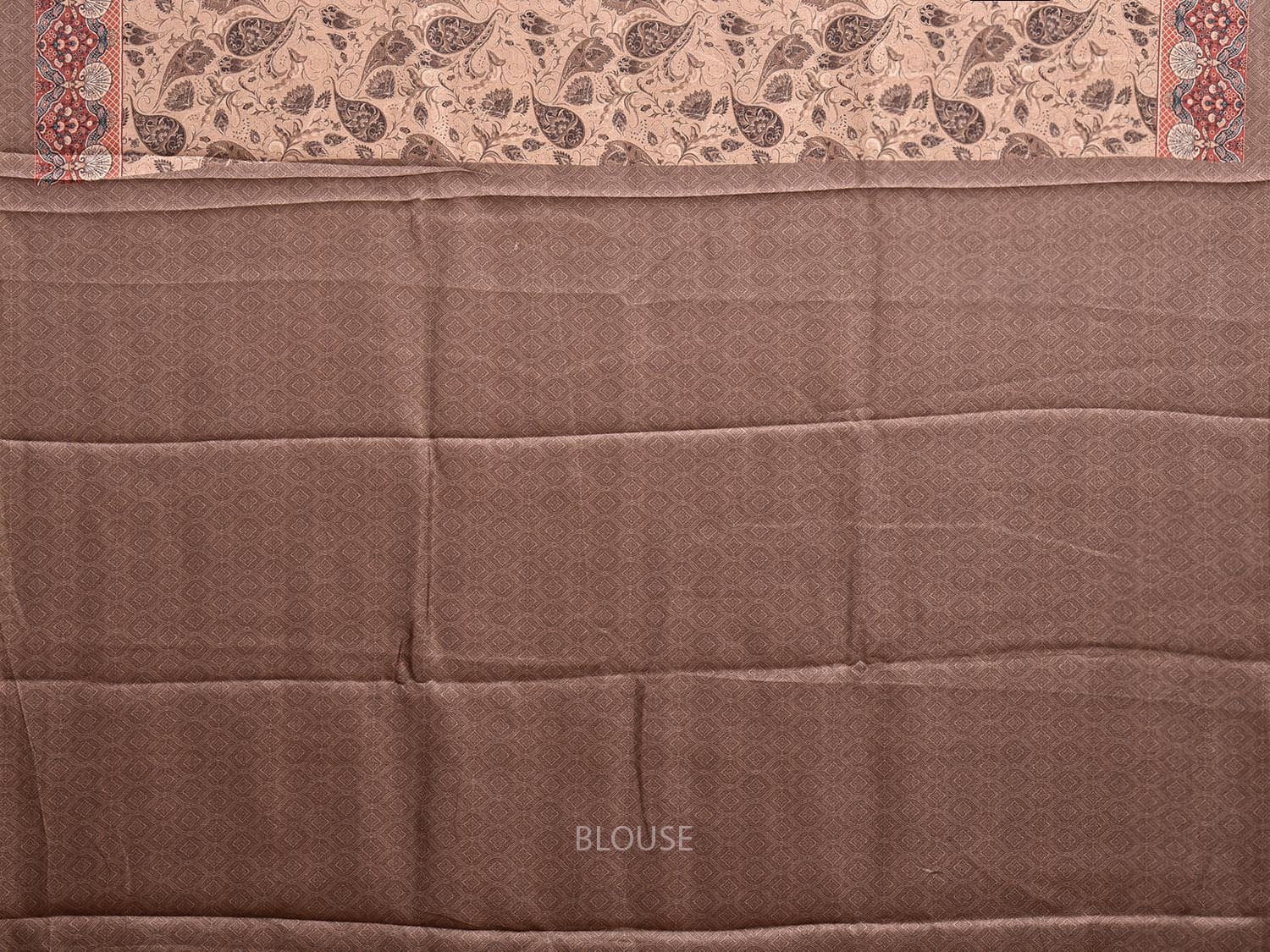 Cream and Red Pashmina Print Viscose Twill Saree with Pasley Design o0560