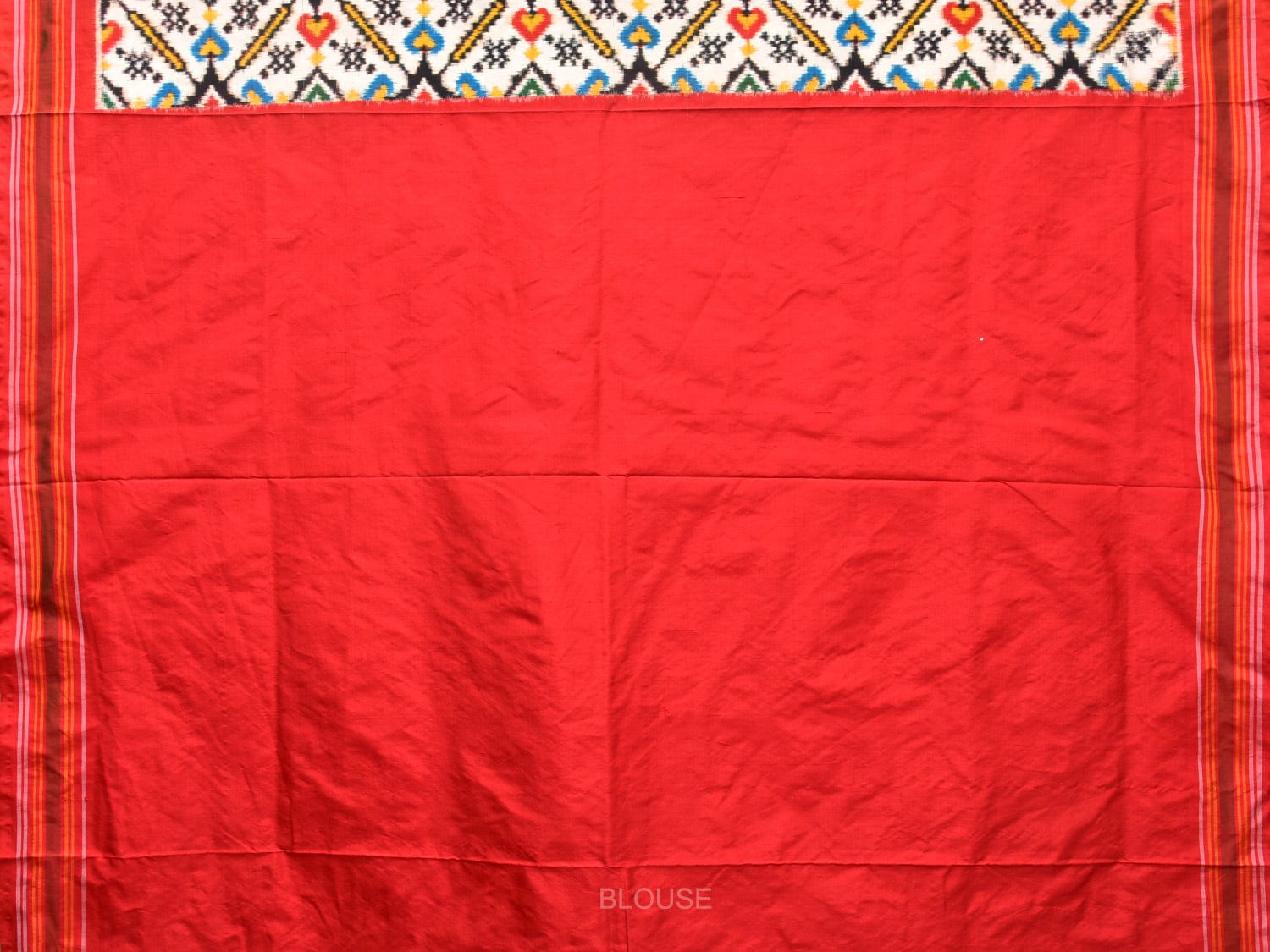 Cream and Red Pochampally Double Ikat Silk Handloom Saree with Panpatola Design i0760