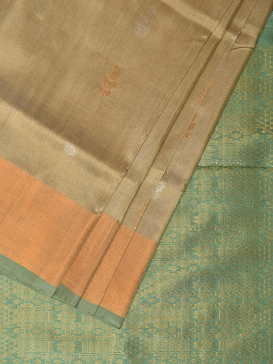 Cream and Sea Green Uppada Silk Handloom Saree with Buta and Pallu Design u2081