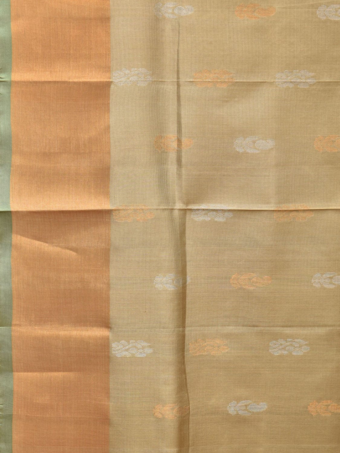 Cream and Sea Green Uppada Silk Handloom Saree with Buta and Pallu Design u2081
