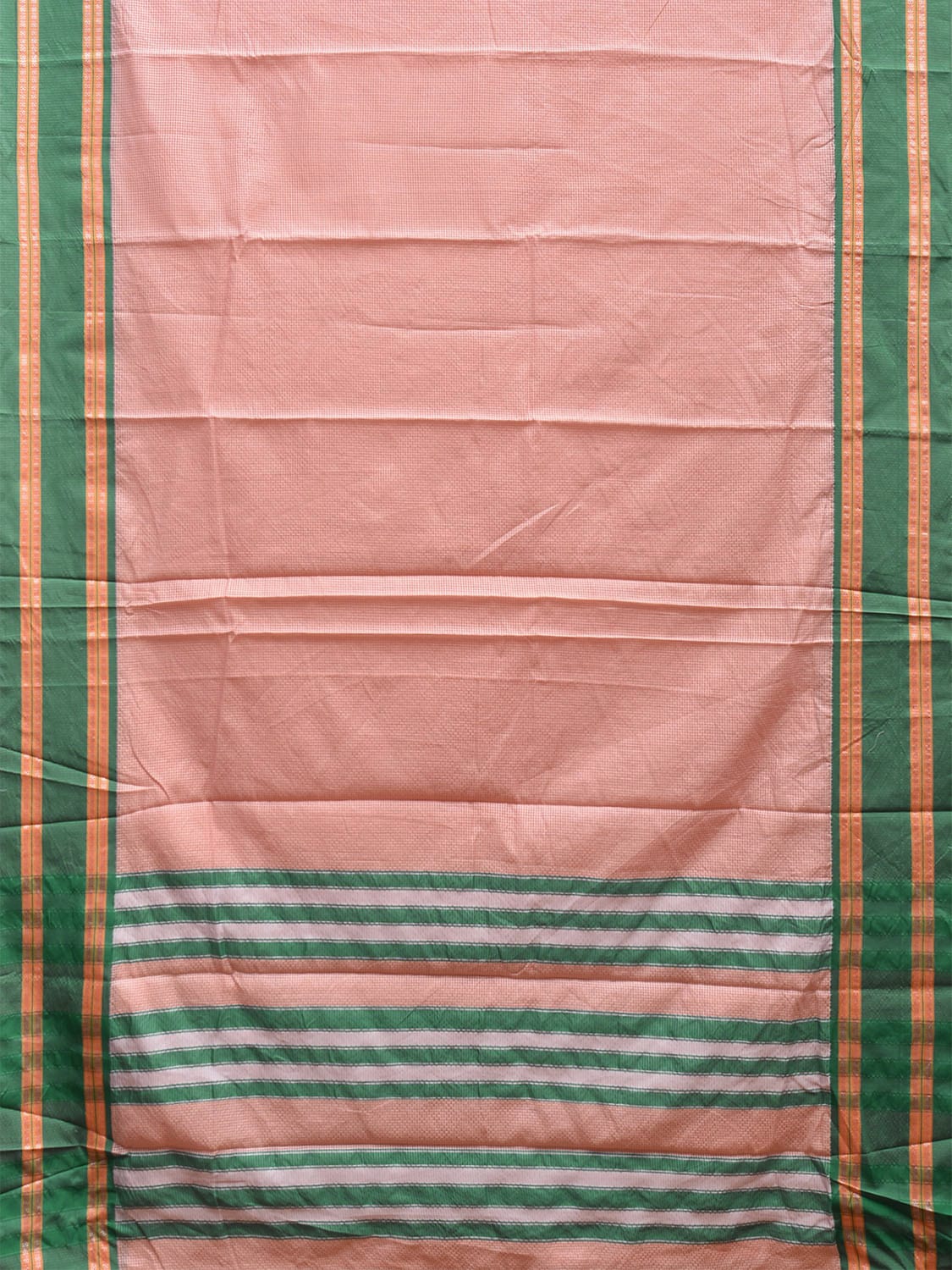 Cream and Turquoise Bamboo Cotton Saree with Small Checks Design No Blouse bc0630