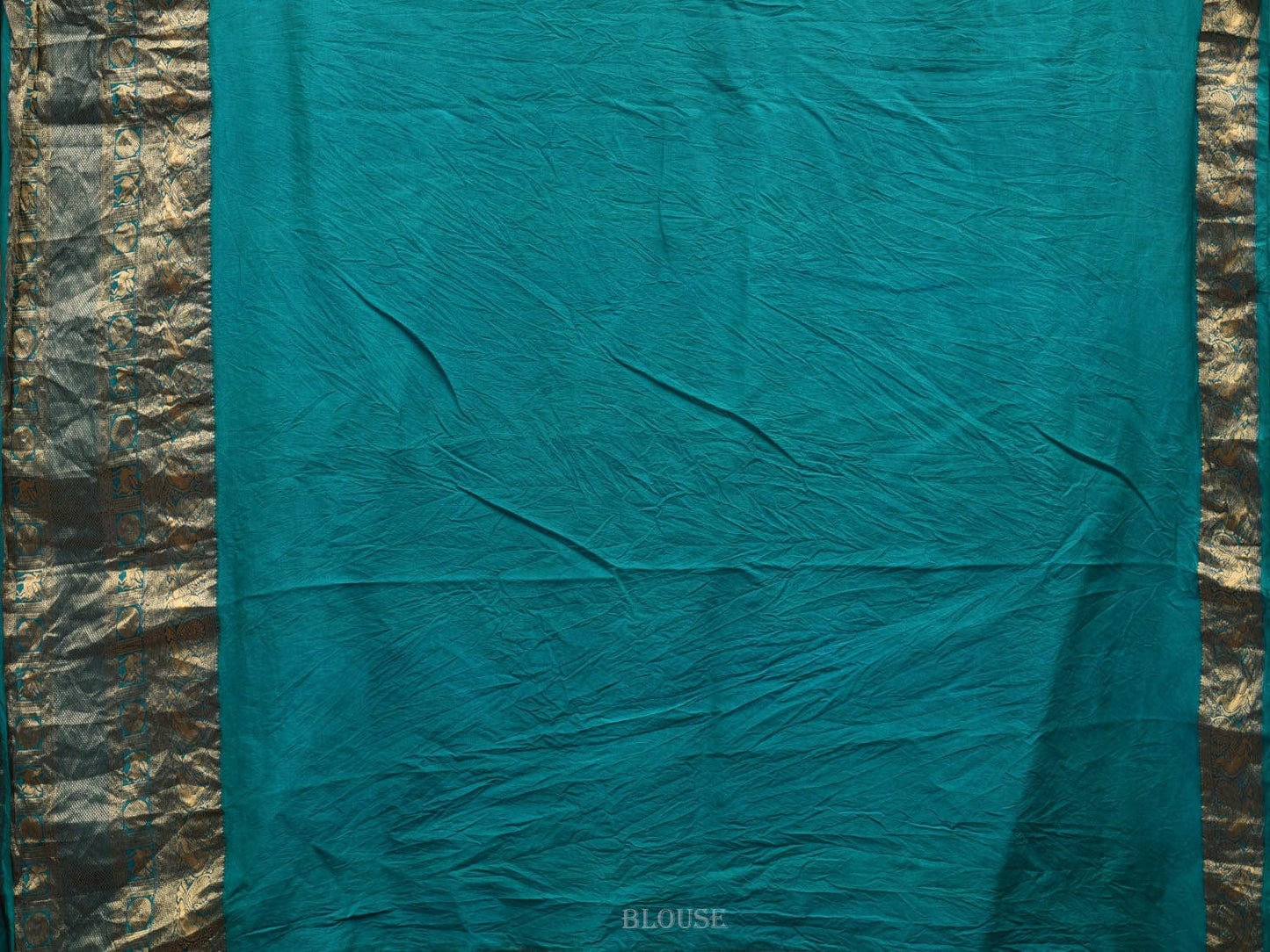 Cream and Turquoise Kalamkari Hand Painted Kanchipuram Silk Handloom Saree with Floral Design KL0622