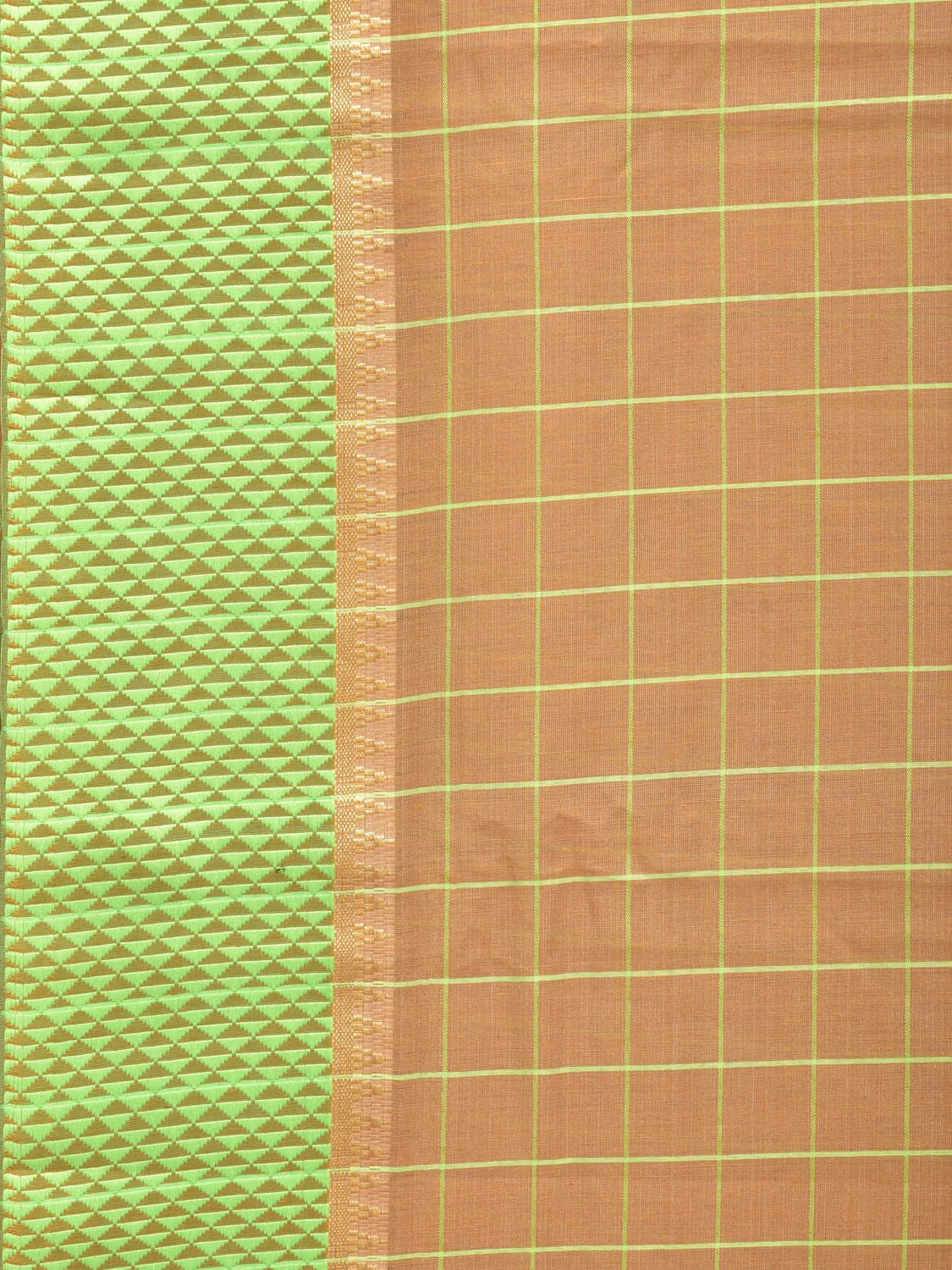 Cream Bamboo Cotton Saree with Big Checks Design bc0140