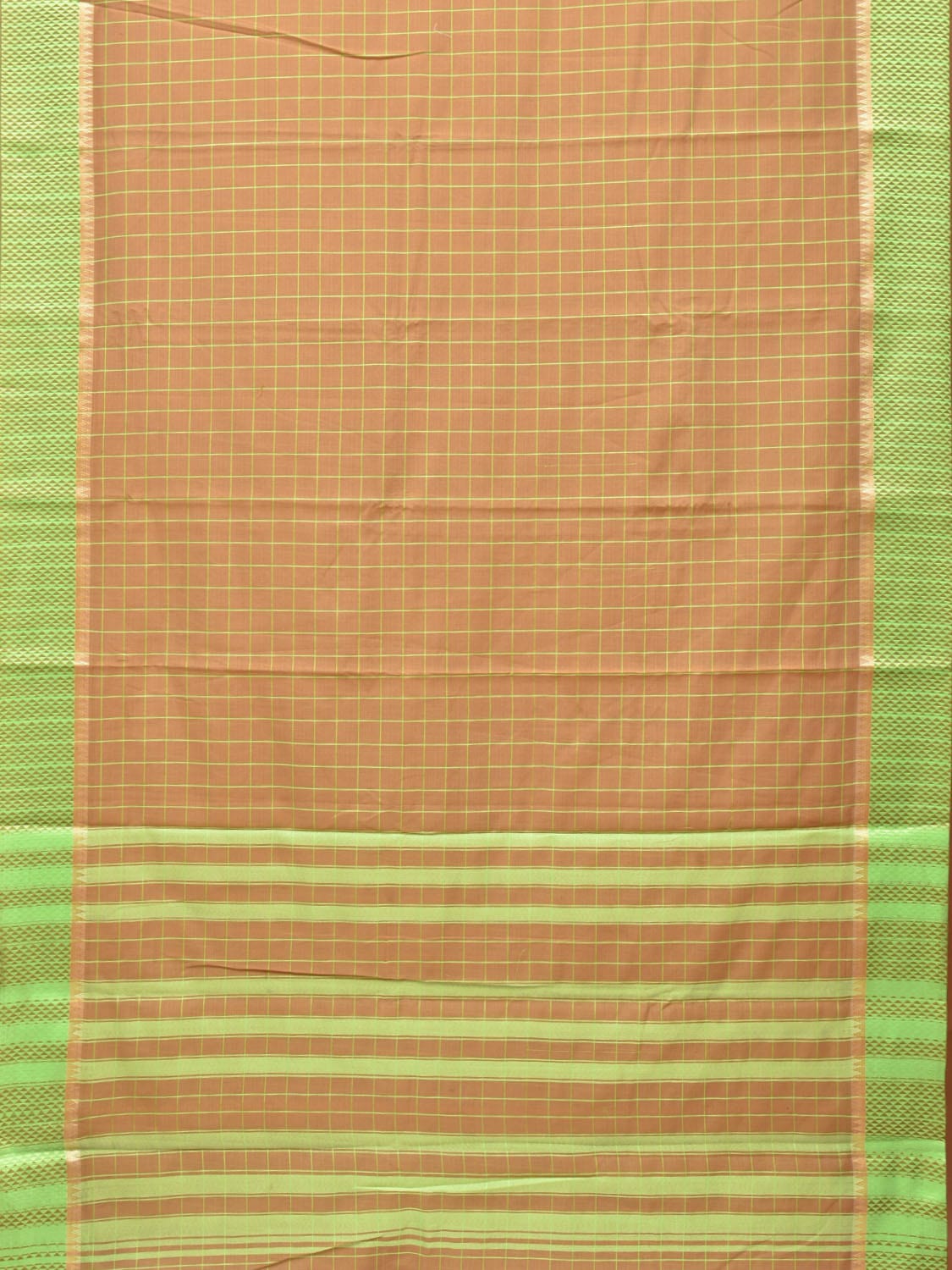 Cream Bamboo Cotton Saree with Big Checks Design bc0140