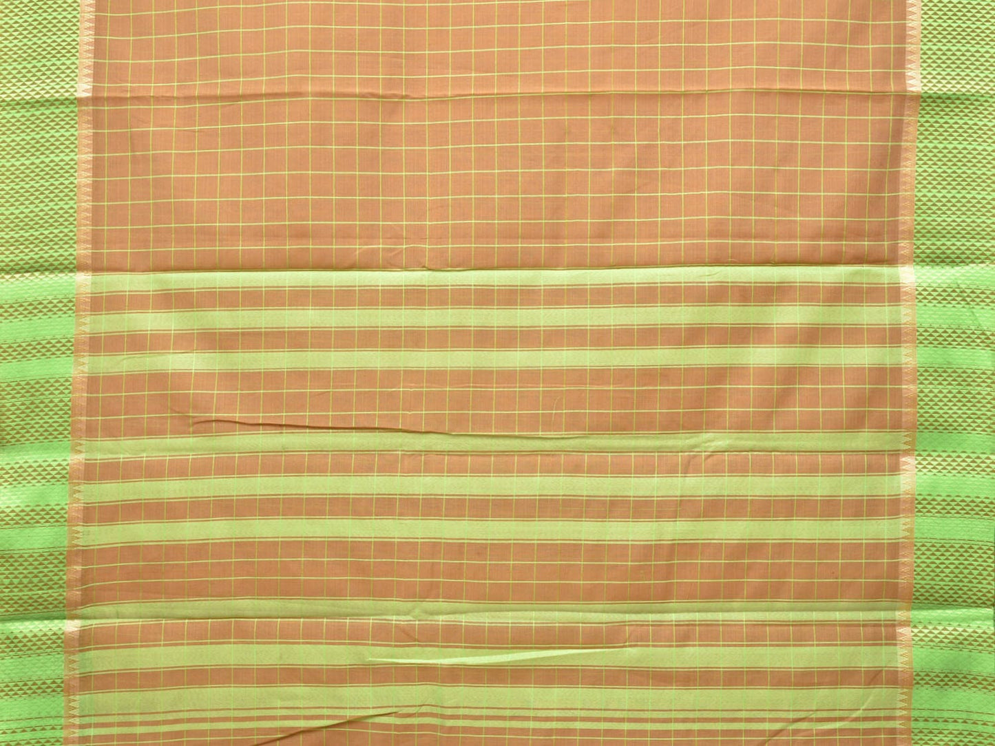 Cream Bamboo Cotton Saree with Big Checks Design bc0140