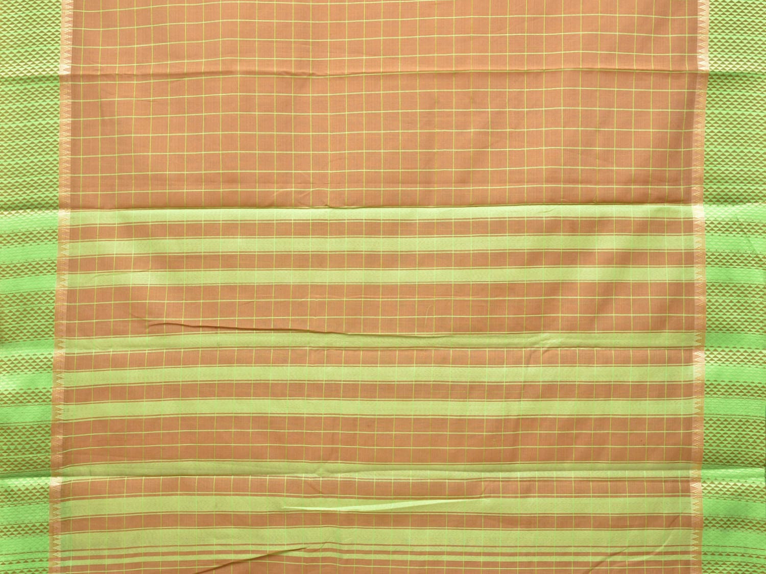 Cream Bamboo Cotton Saree with Big Checks Design bc0140