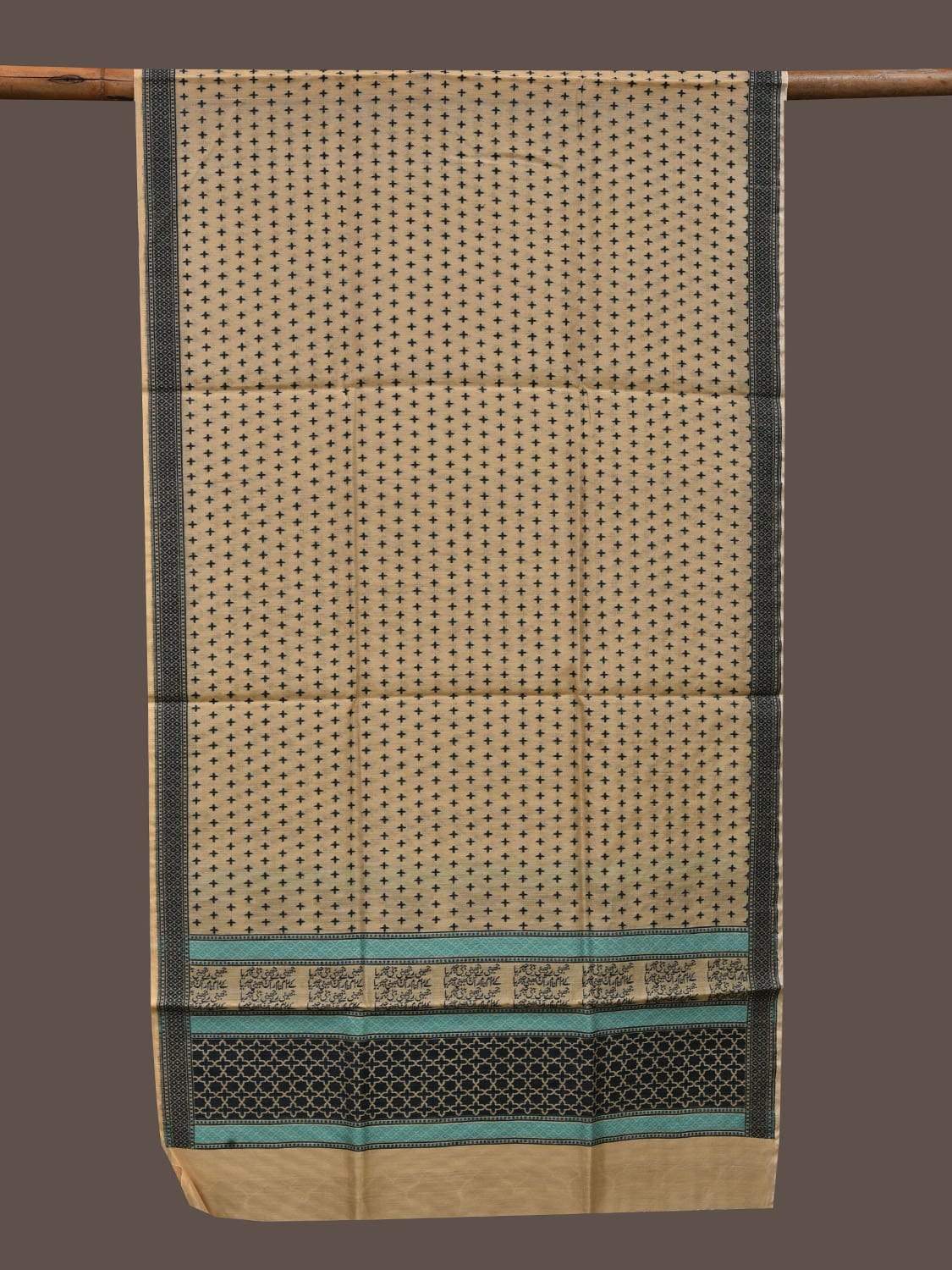 Cream Banaras Cotton Silk Handloom Stole with Small Plus Buta Design ds1850