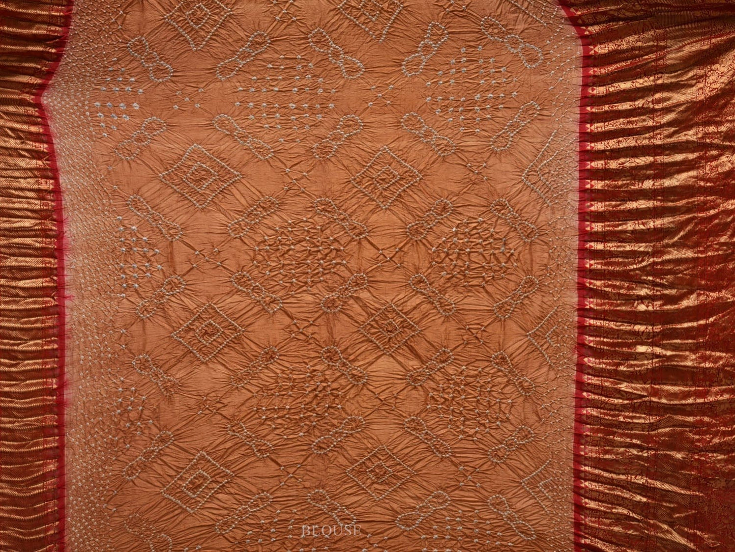 Cream Bandhani Kanchipuram Silk Handloom Saree with Border Design bn0325