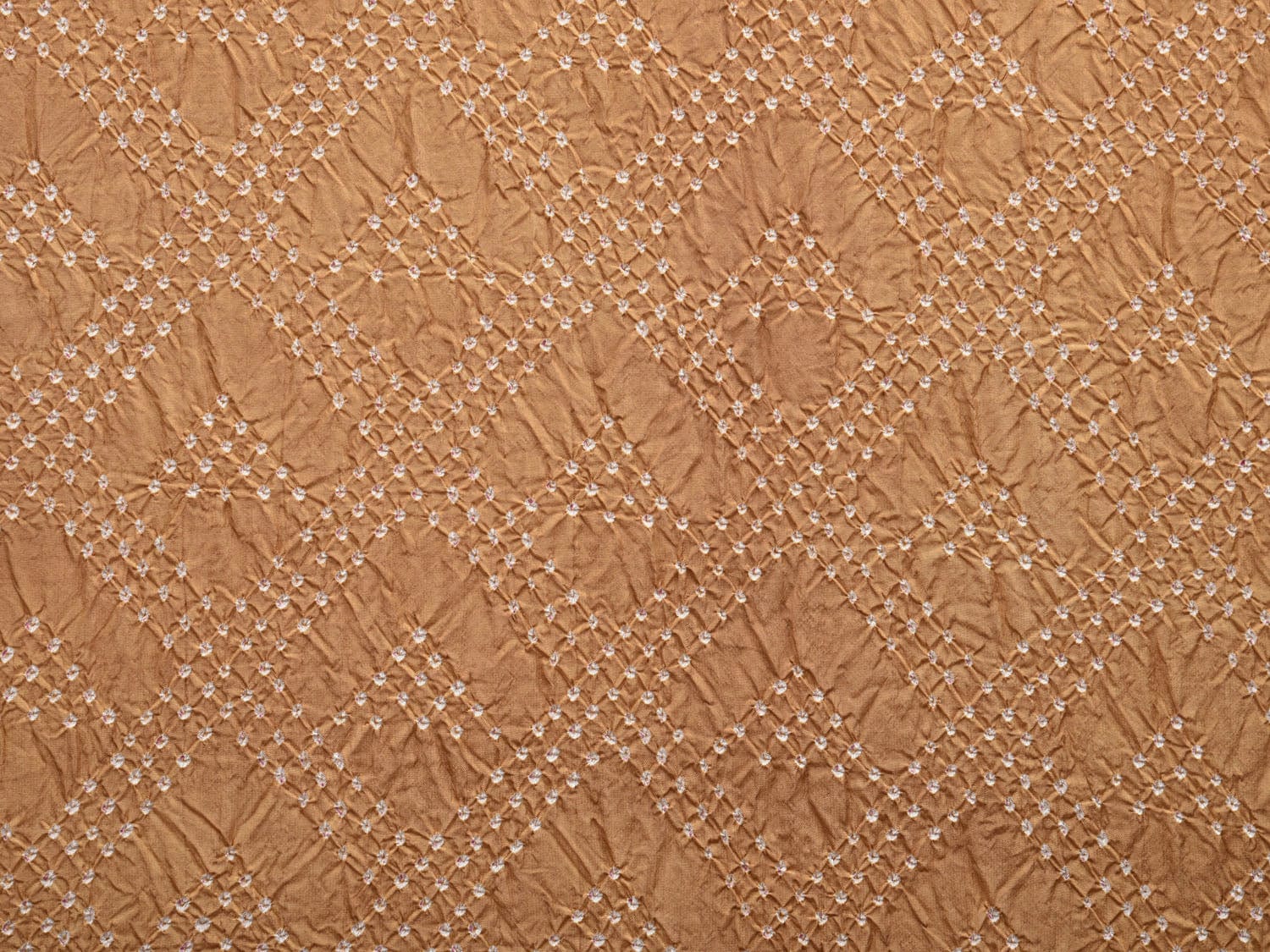 Cream Bandhani Kanchipuram Silk Handloom Saree with Border Design bn0386