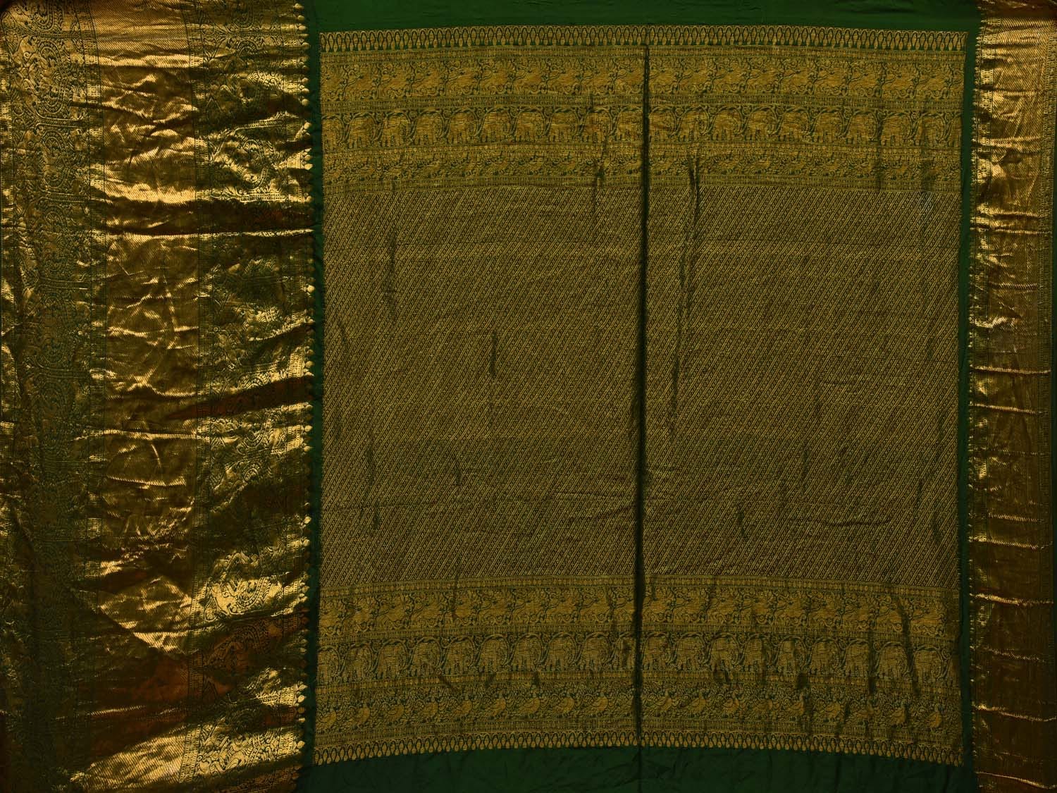 Cream Bandhani Kanchipuram Silk Handloom Saree with One Side Big Border Design bn0343