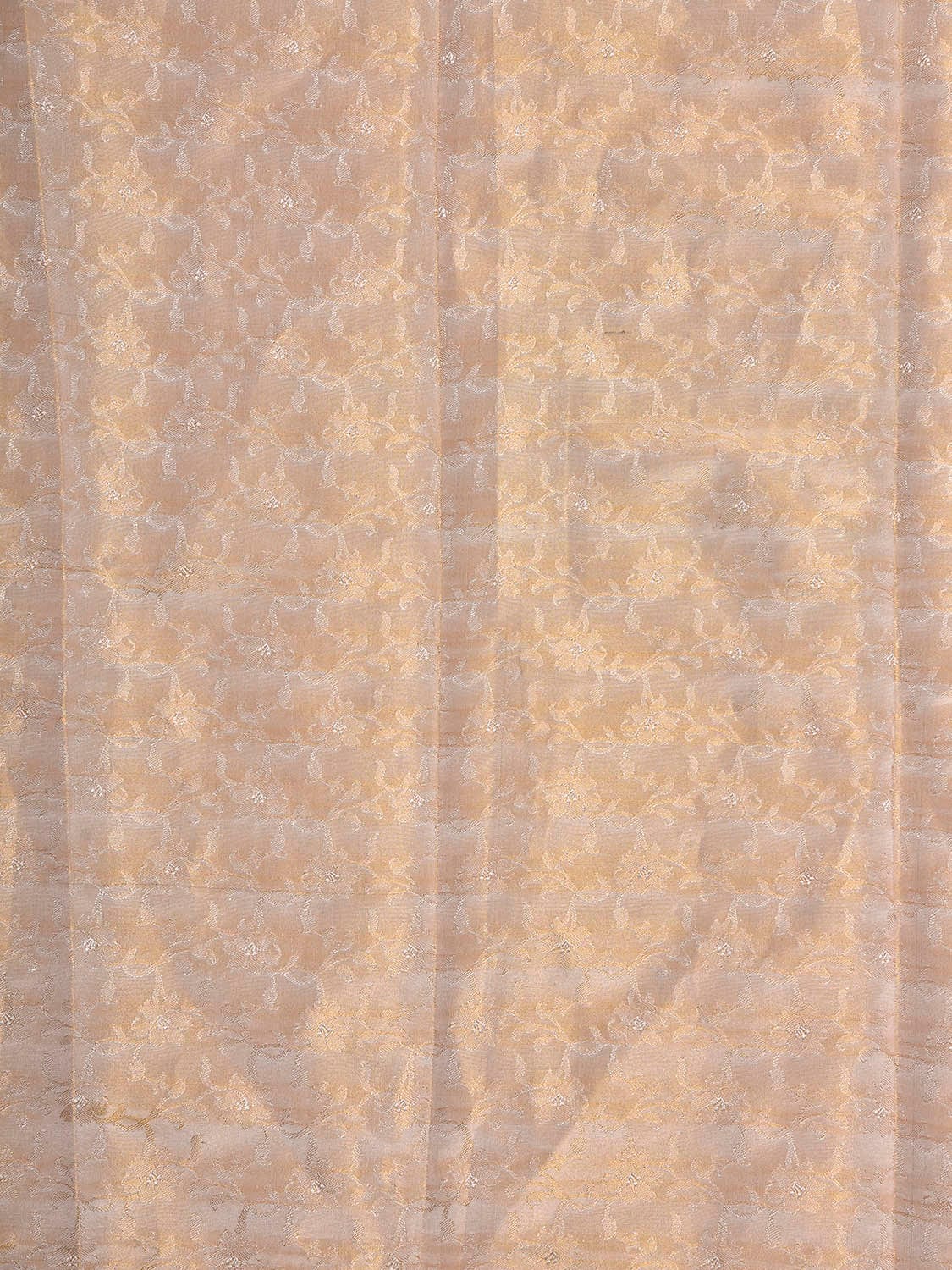 Cream Brocade Tissue Silk Blouse with Floral Design Length 1mt Width 44 Inches BL0147