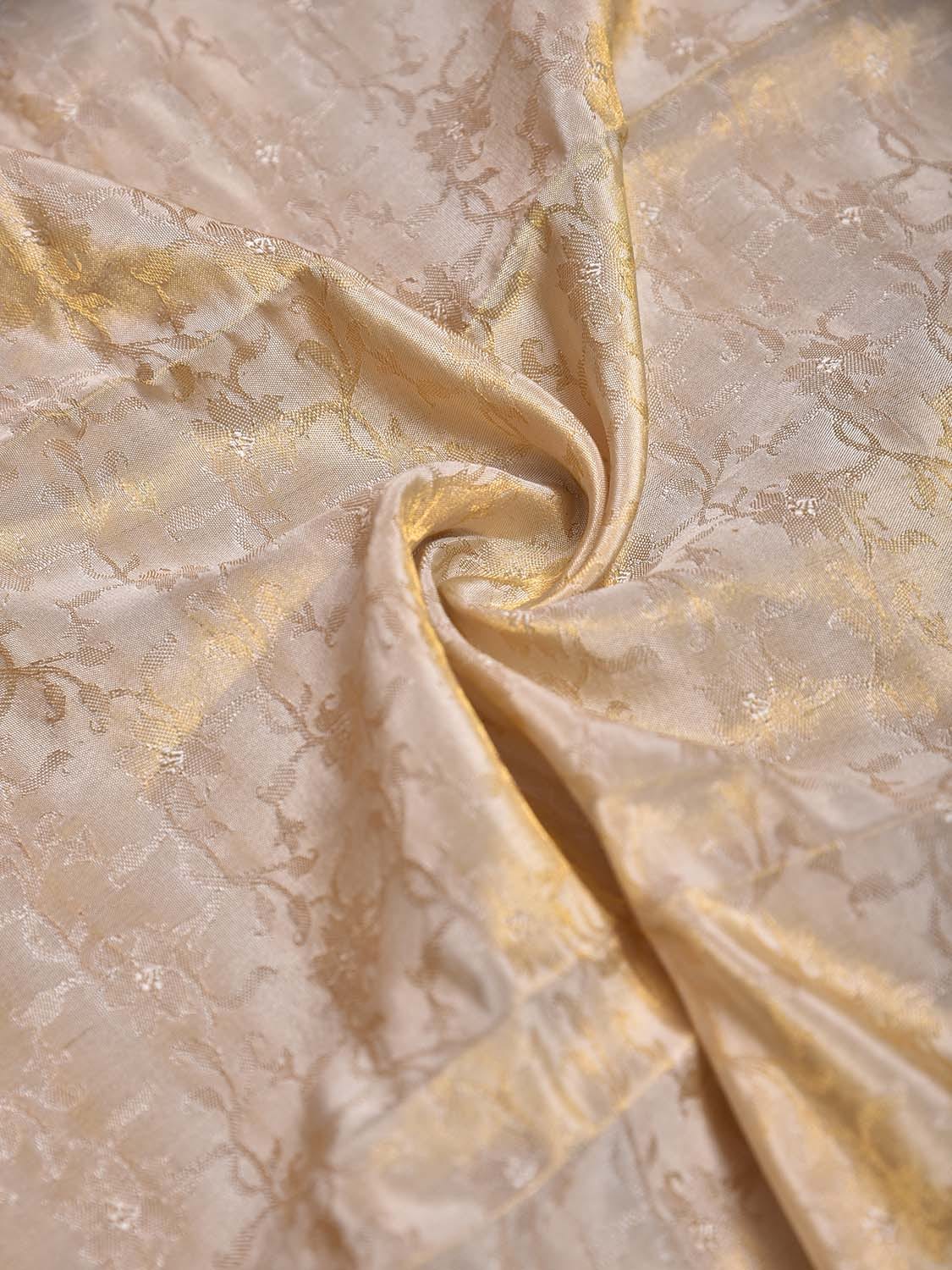 Cream Brocade Tissue Silk Blouse with Floral Design Length 1mt Width 44 Inches BL0147