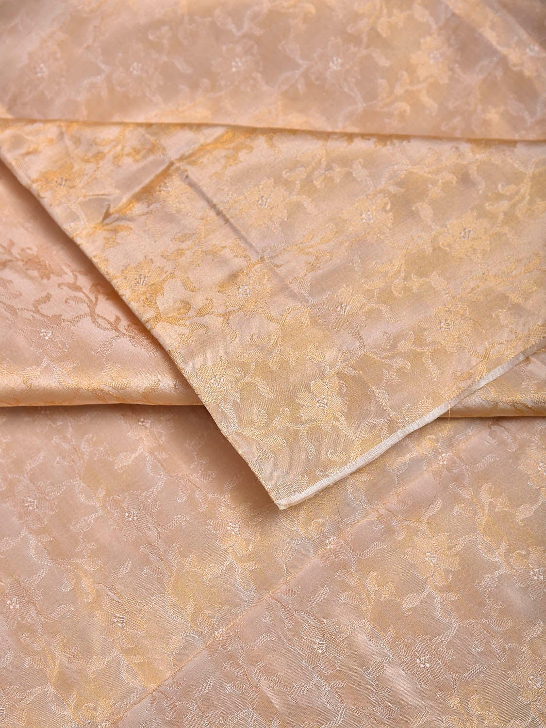 Cream Brocade Tissue Silk Blouse with Floral Design Length 1mt Width 44 Inches BL0147