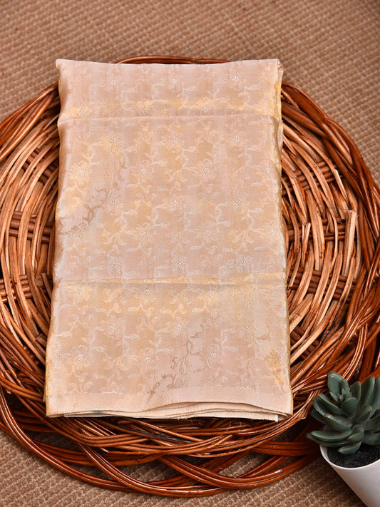 Cream Brocade Tissue Silk Blouse with Floral Design Length 1mt Width 44 Inches BL0147