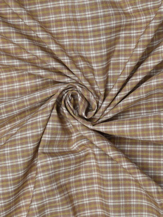 Cream Cotton Handloom 2.5mts Fabric With Checks Design F0105