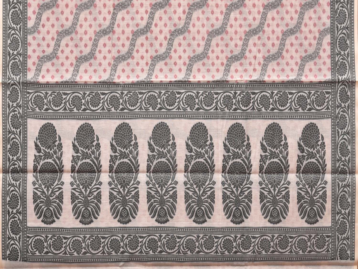 Cream Cut Work Sico Cotton Saree with All Over Diagonal and Border Design o0411