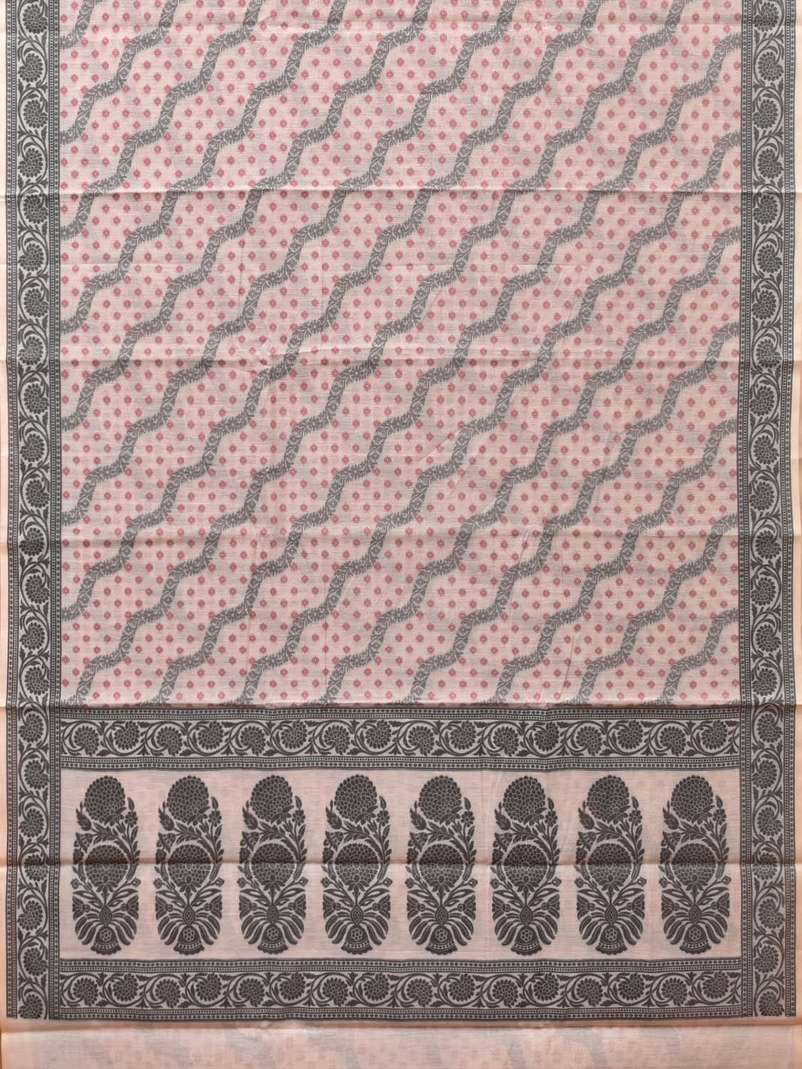 Cream Cut Work Sico Cotton Saree with All Over Diagonal and Border Design o0411