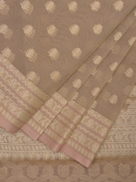 Cream Dhakai Jamdani Cotton Viscose Saree with Border and Pallu Design dj0079