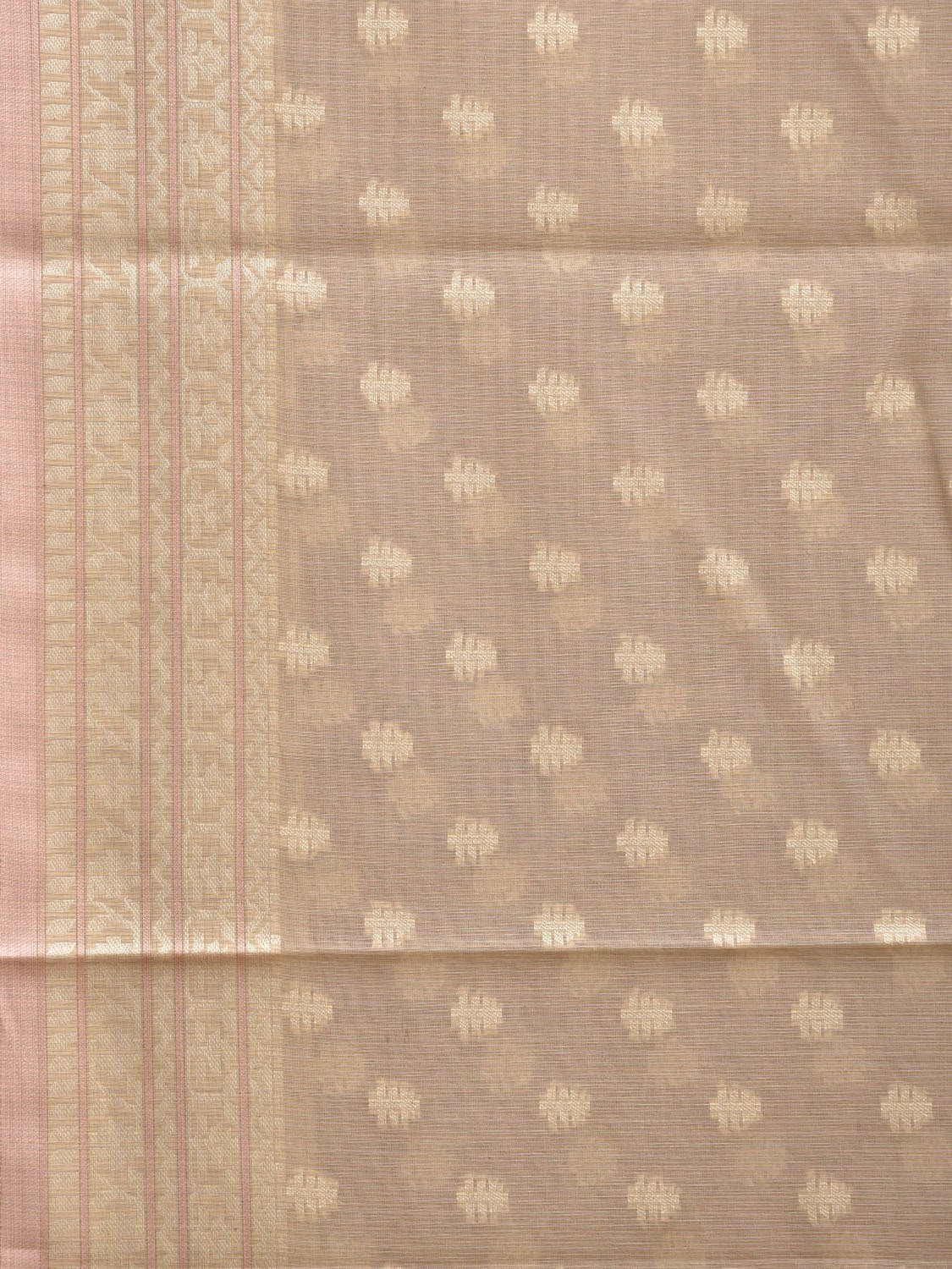 Cream Dhakai Jamdani Cotton Viscose Saree with Border and Pallu Design dj0079