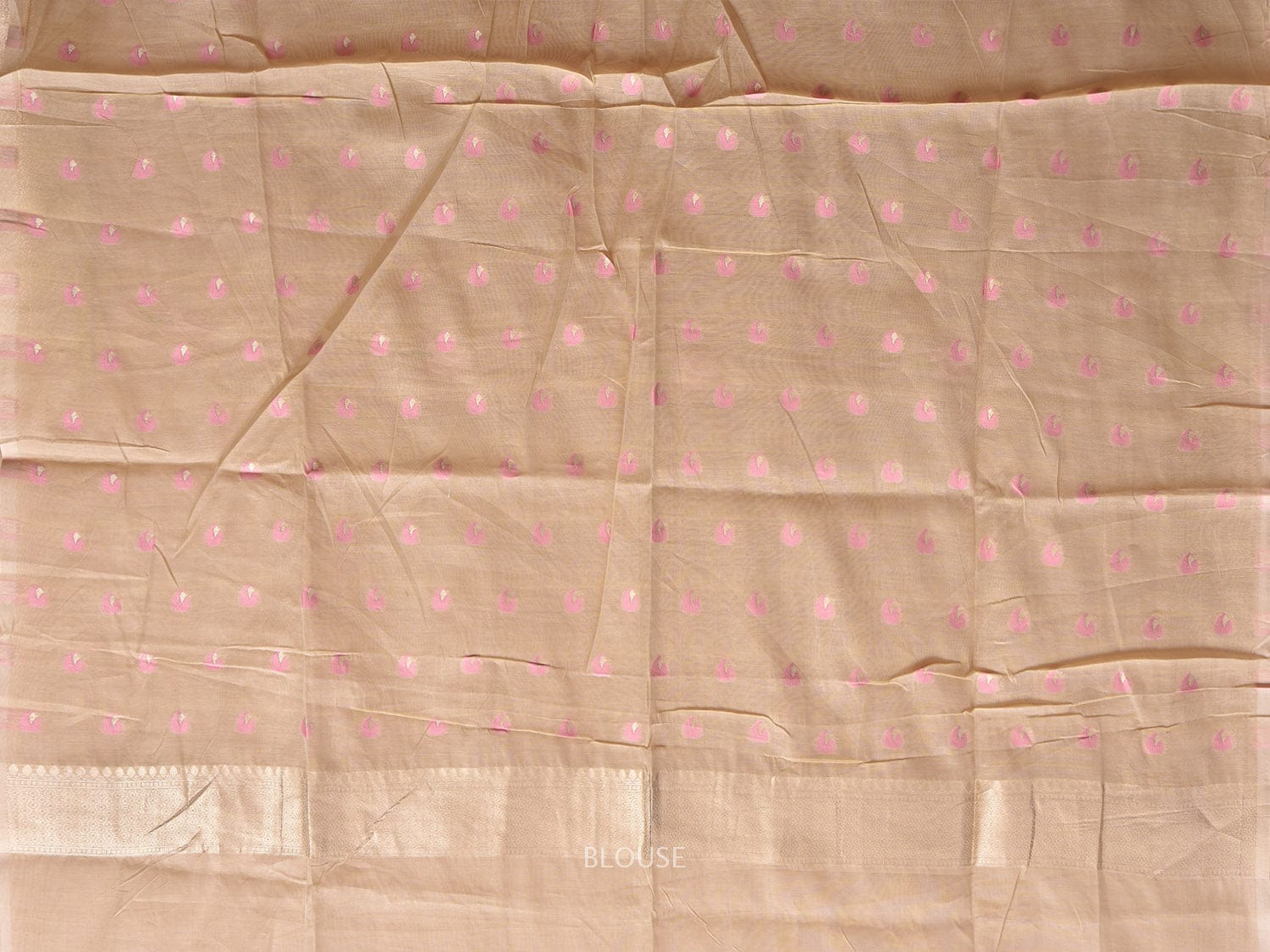 Cream Dhakai Jamdani Cotton Viscose Saree with Flower Buta and Pallu Design dj0057