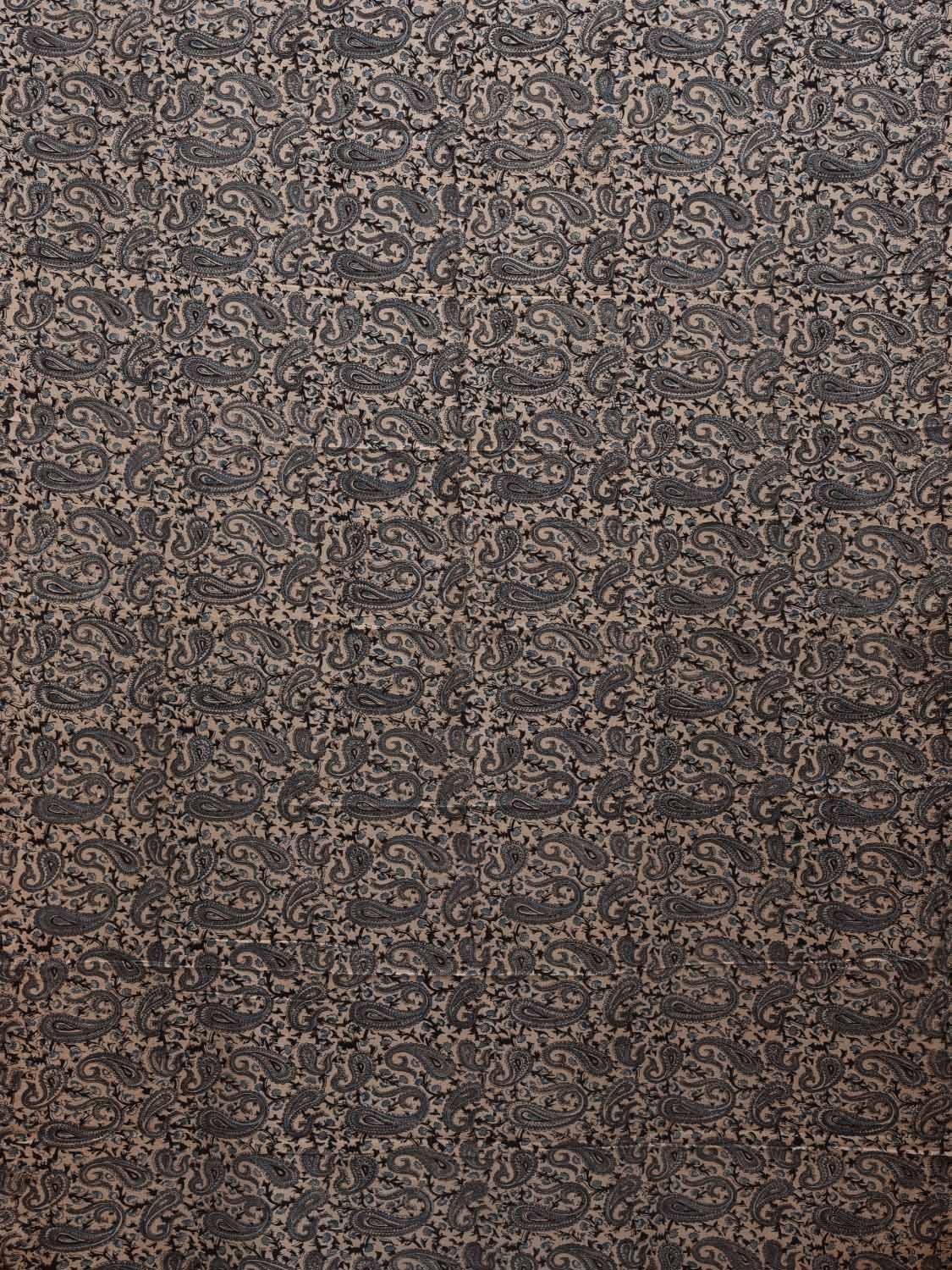 Cream Kalamkari Hand Block Printed Cotton Natural Dye 2..5mts Fabric with Mango Butas Design f0203