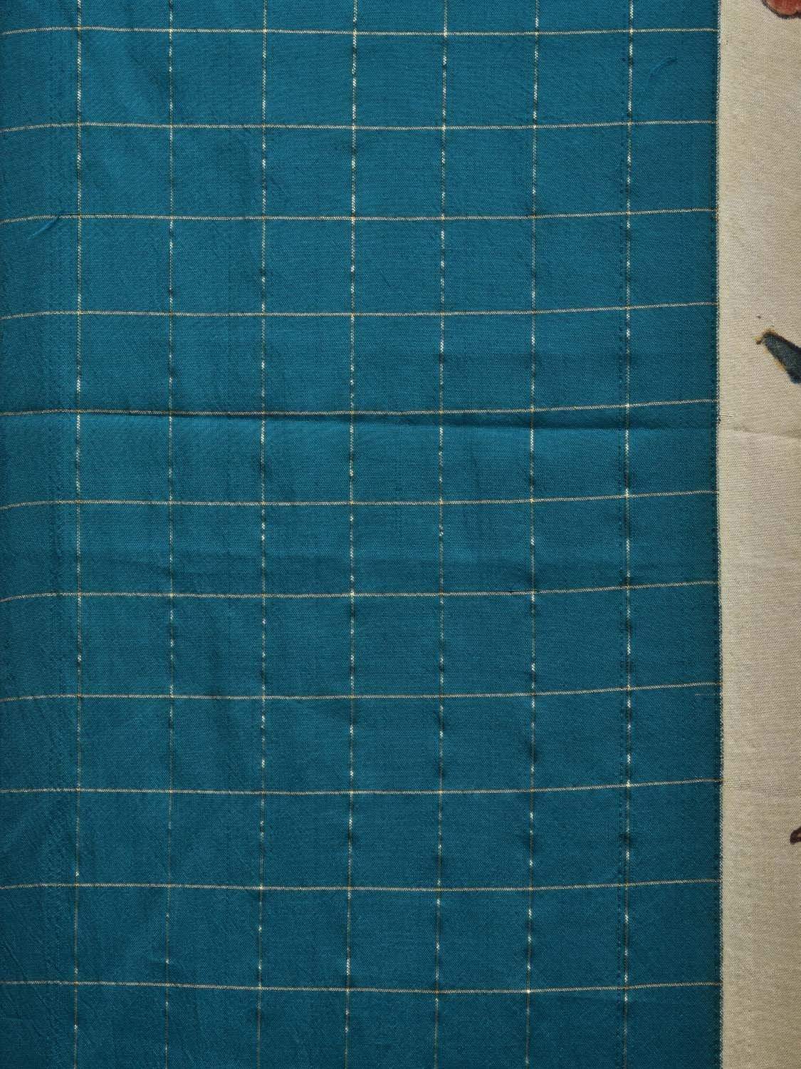 Cream Kalamkari Hand Painted Gadwal Silk Handloom Saree with Ganga-Jamuna Checks Border Design KL0422