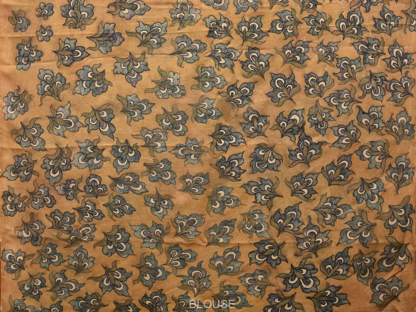 Cream Kalamkari Hand Painted Silk Handloom Saree With Flowers and Birds Design KL0764