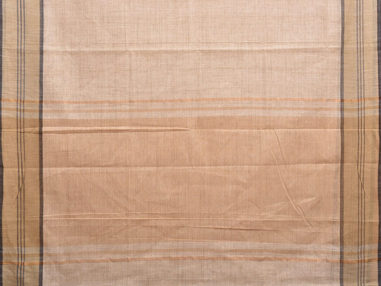 Cream Kanchipuram Cotton Handloom Saree with Strips Pallu Design k0560