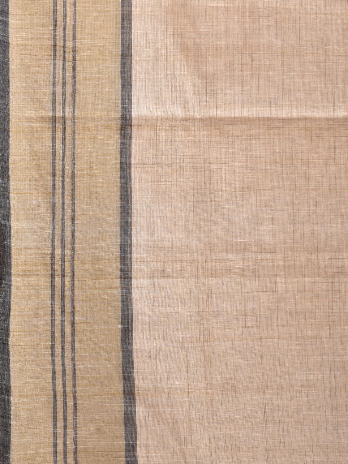 Cream Kanchipuram Cotton Handloom Saree with Strips Pallu Design k0560