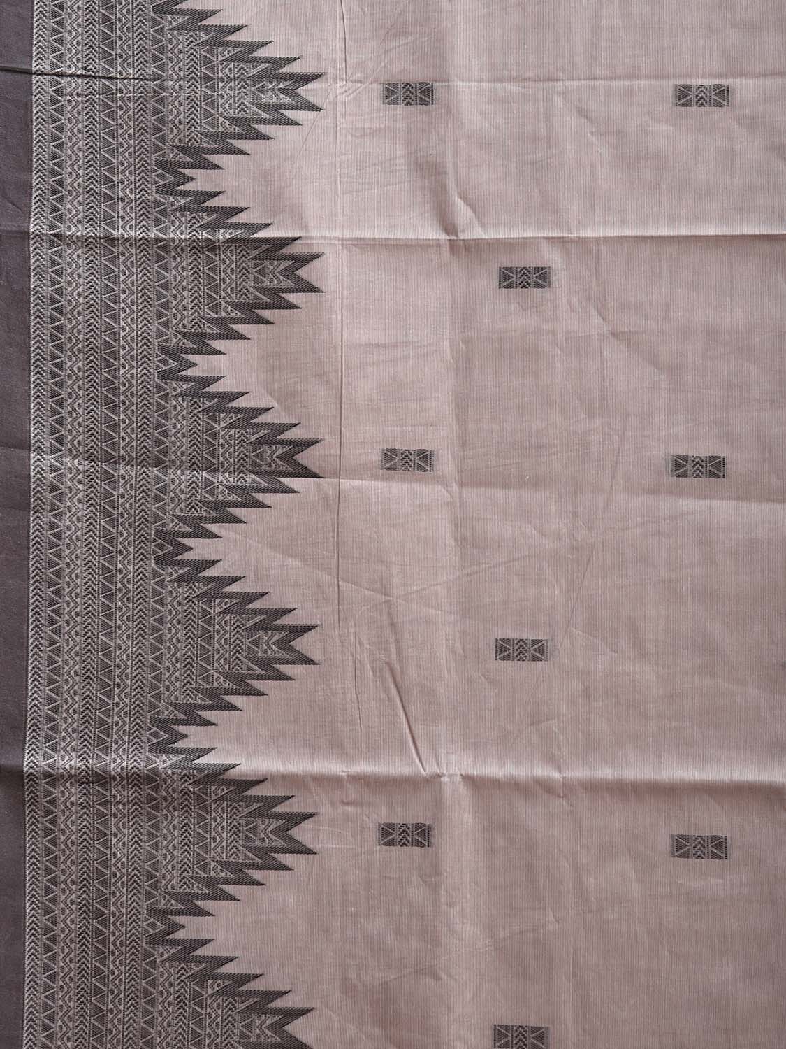 Cream Kanchipuram Cotton Saree with Big Temple Border and Pallu Design k0845