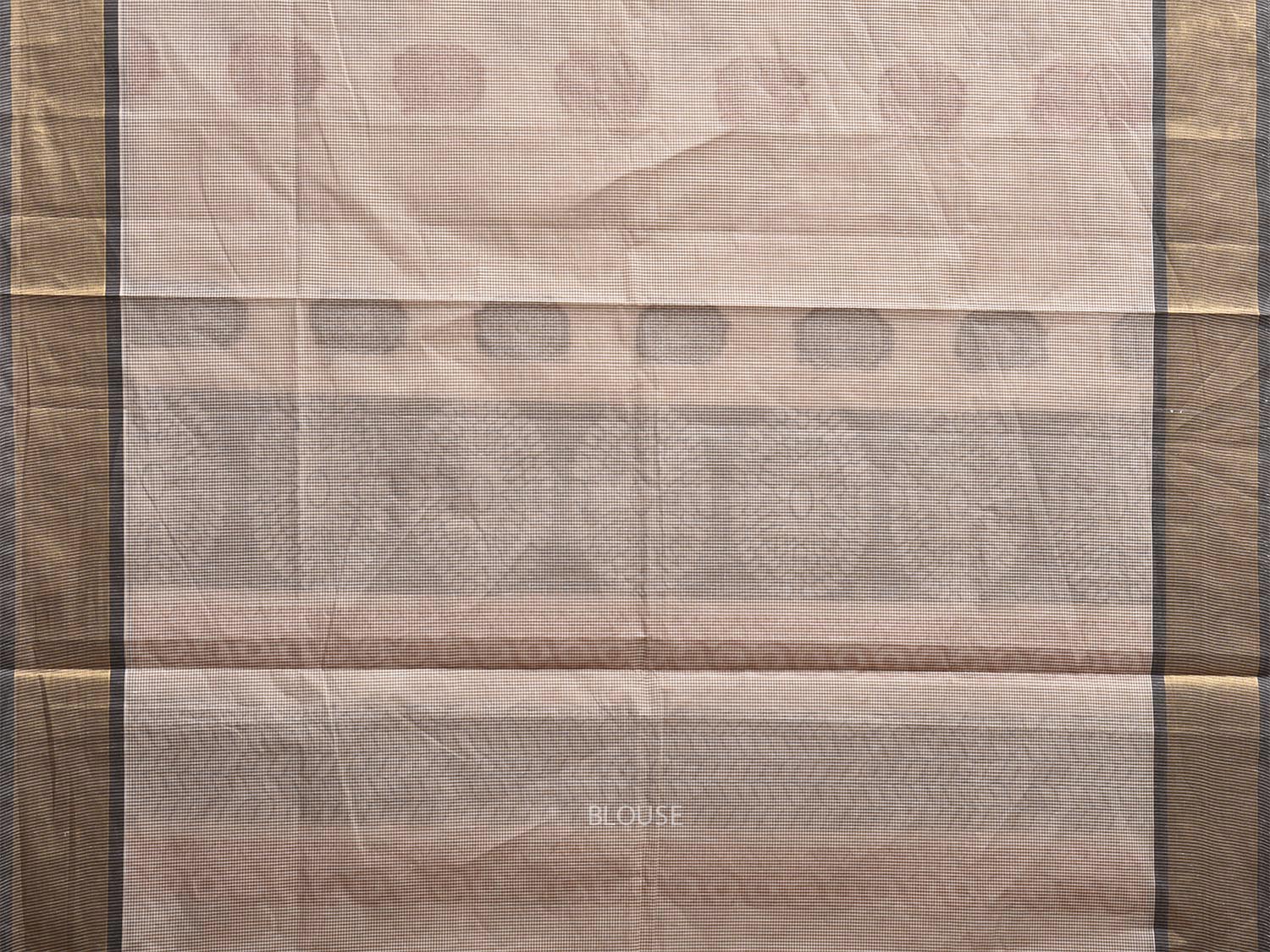 Cream Kanchipuram Cotton Saree with Chakra Buta and Pallu Design k0842