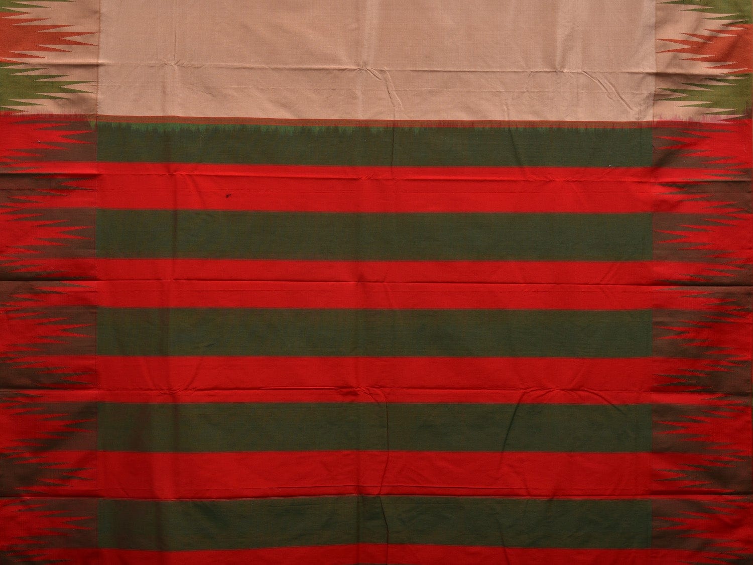 Cream Kanchipuram Silk Handloom Saree with Big Temple Border and Contrast Pallu Design k0517