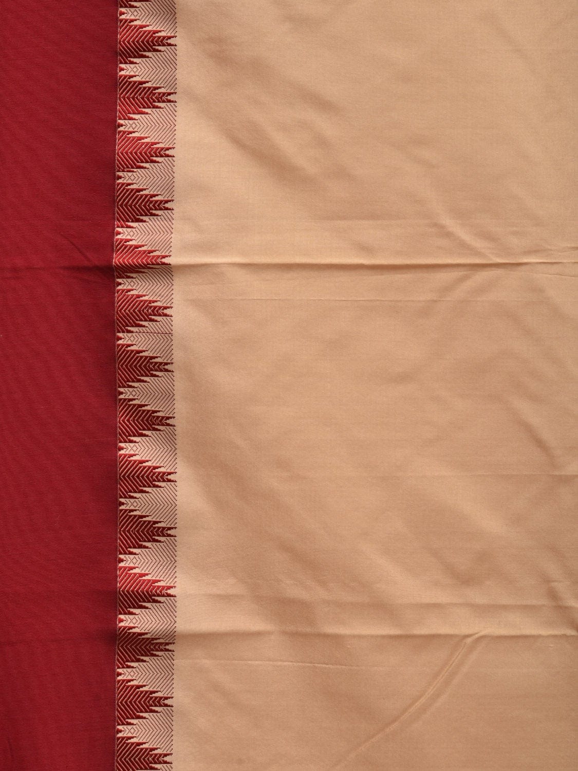 Cream Kanchipuram Silk Handloom Saree with Temple Border Design k0514