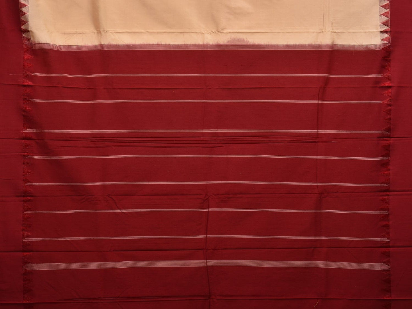 Cream Kanchipuram Silk Handloom Saree with Temple Border Design k0514