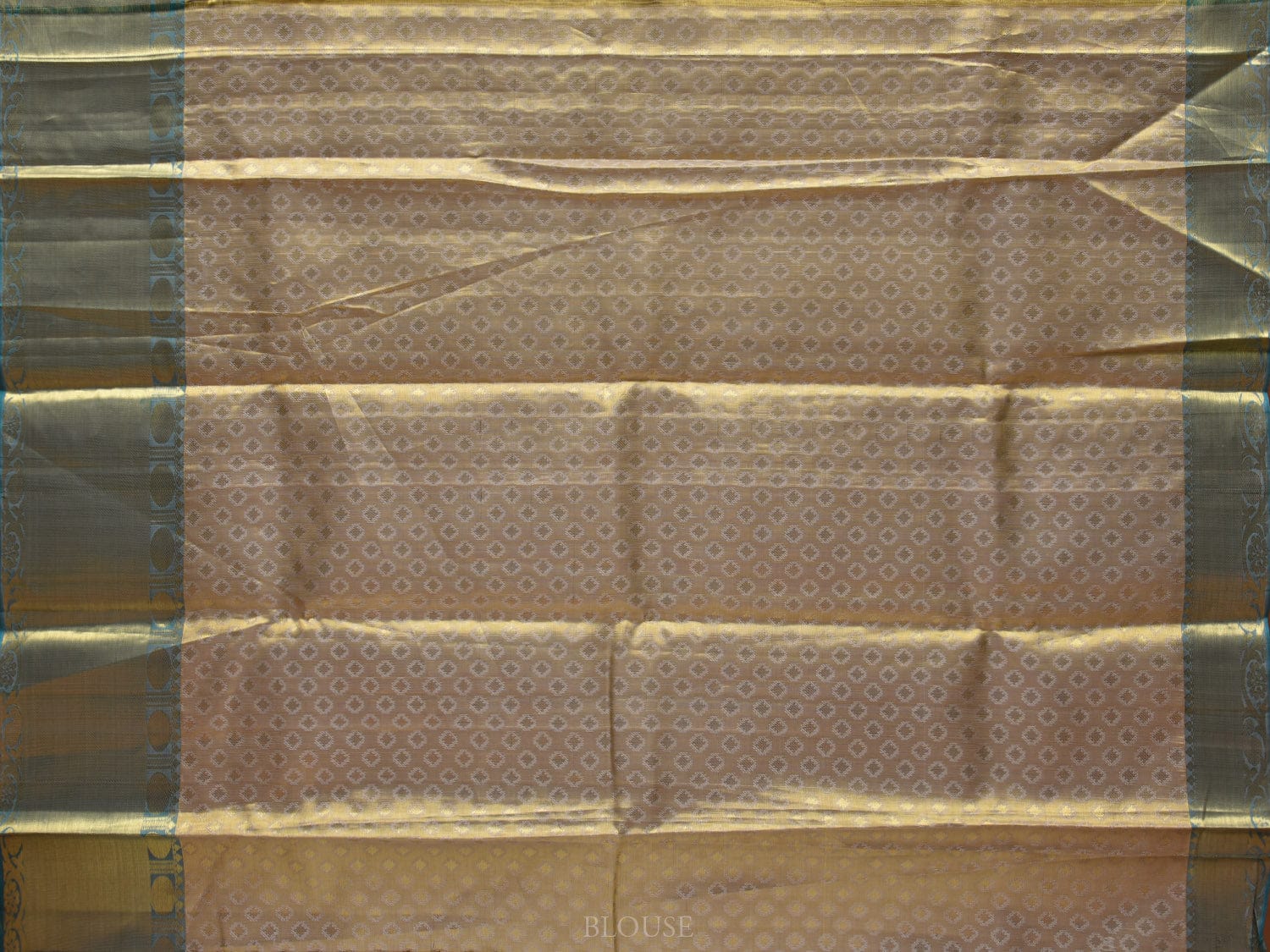 Cream Kanchipuram Silk Handloom Tissue Saree with All Over Design k0525