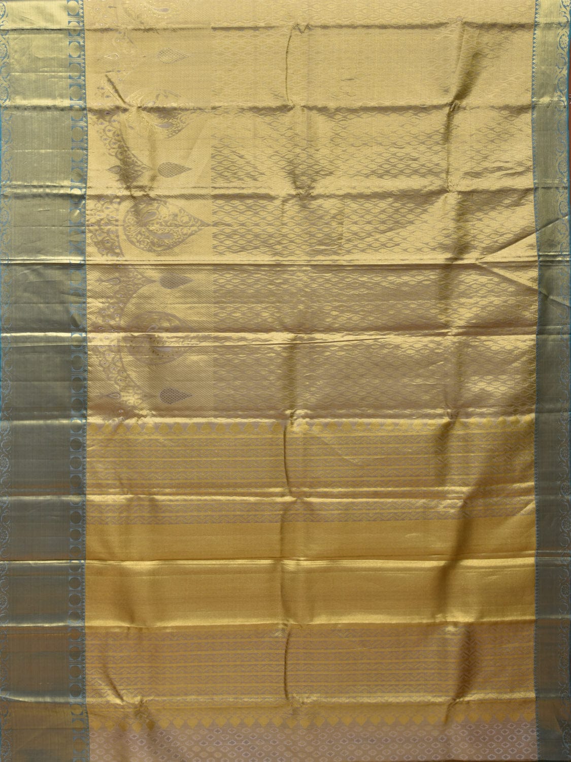 Cream Kanchipuram Silk Handloom Tissue Saree with All Over Design k0525