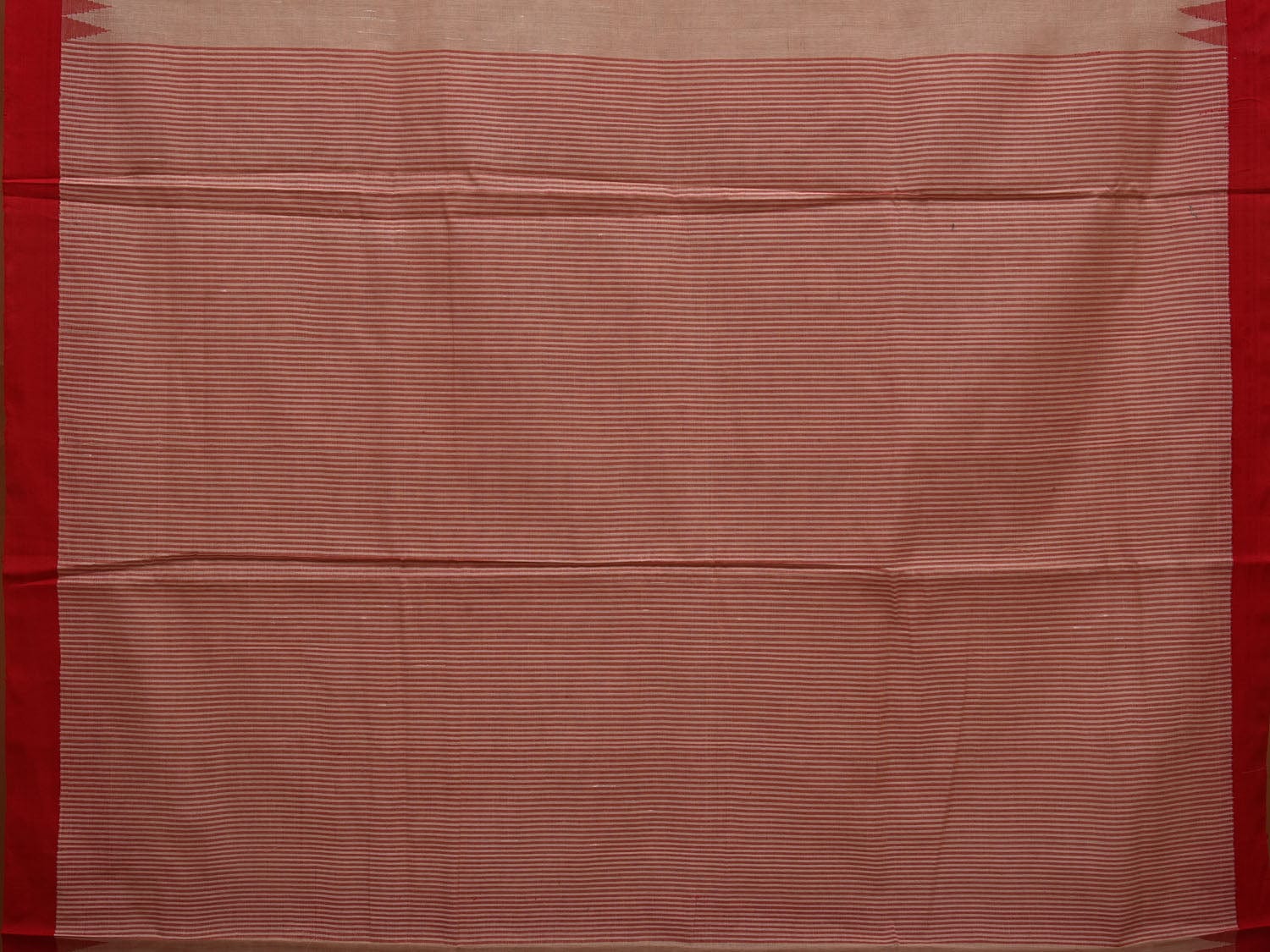 Cream Khadi Cotton Handloom Plain Saree with Strip Pallu Design kh0586