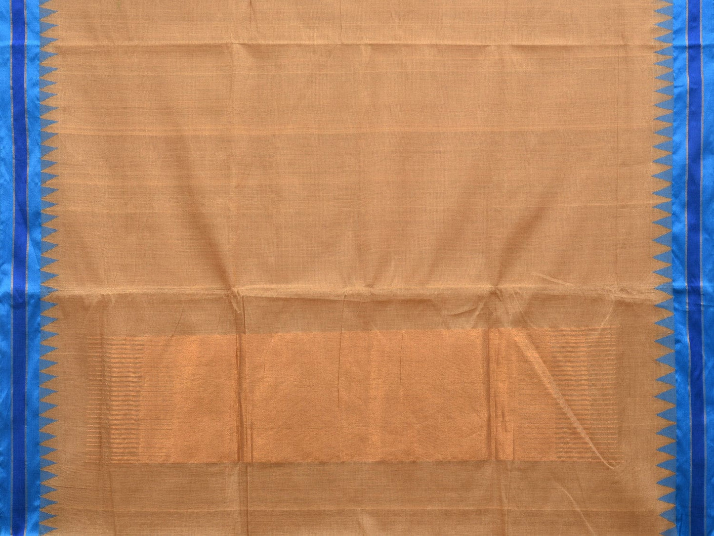 Cream Khadi Cotton Handloom Plain Saree with Temple Border Design kh0558