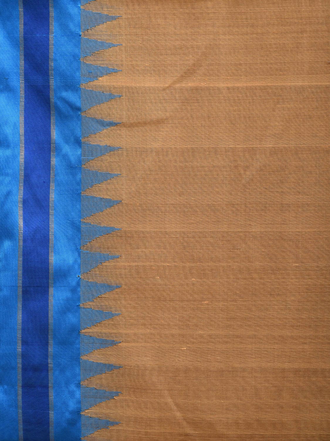 Cream Khadi Cotton Handloom Plain Saree with Temple Border Design kh0558